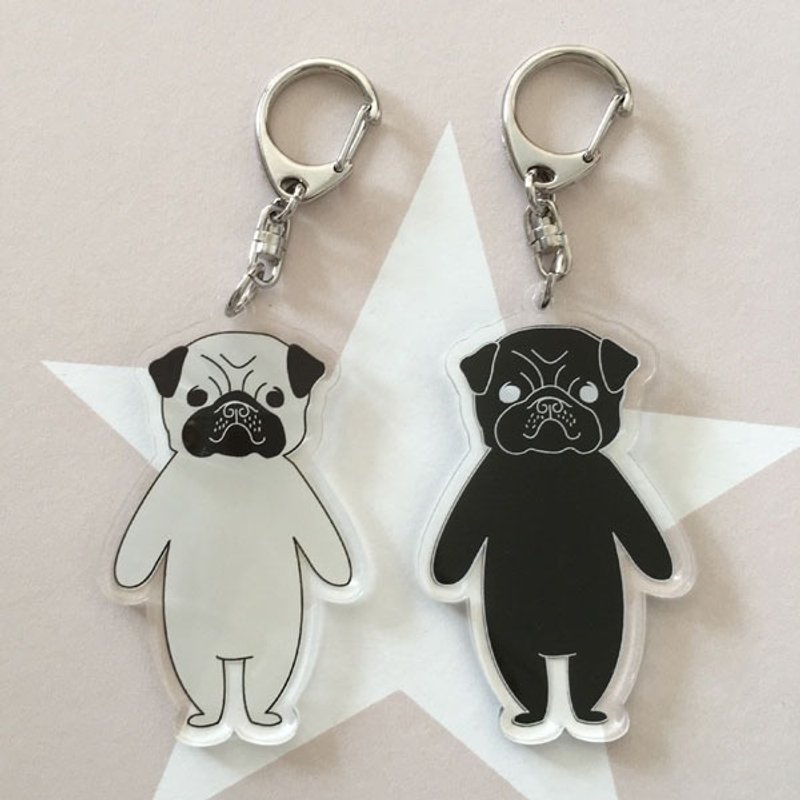DOG KEY FOG - PUG - - 钥匙链/钥匙包 - 塑料 白色