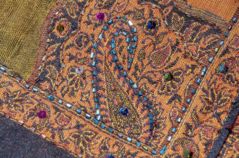 喀什米尔Cashmere/水煮羊毛披肩/针织围巾/刺绣围巾/羊绒披巾-花 - 围巾/披肩 - 羊毛 多色