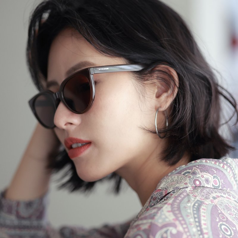 EJ-1868 TR 猫眼框偏光太阳眼镜 - 墨镜 - 其他材质 咖啡色