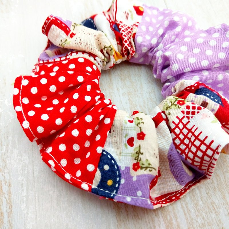 紫红乡村风。手工甜甜圈发束 大肠圈 - 发饰 - 棉．麻 紫色