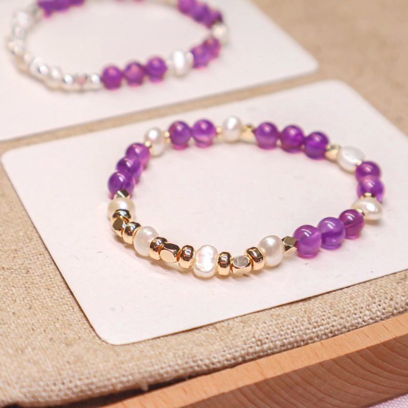 【光影皓月】温柔梦幻古典中式 l 紫水晶×天然淡珍珠 l 手工原创 - 手链/手环 - 玉石 