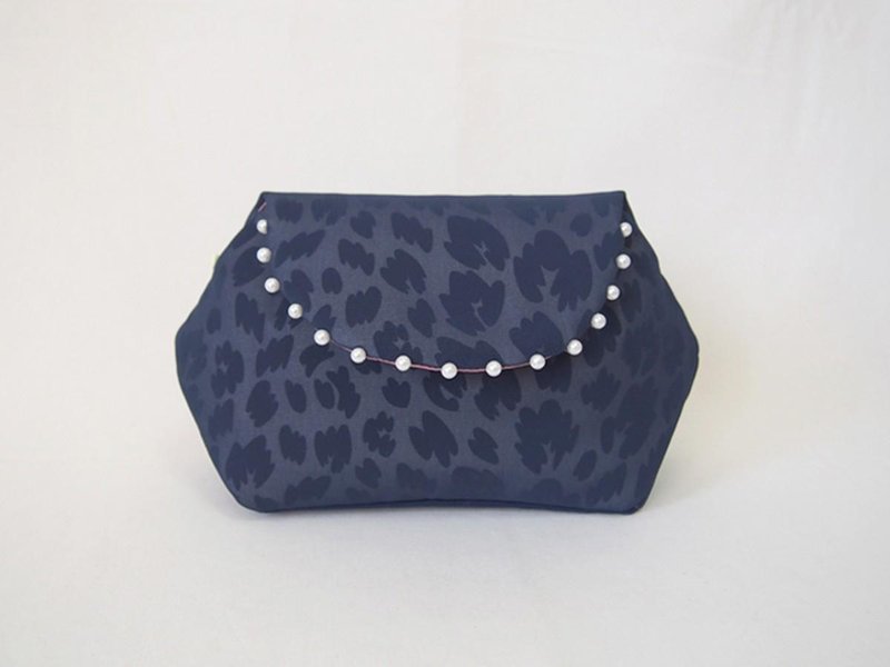 LEOPARD handbag POUCH / navy - 其他 - 棉．麻 蓝色