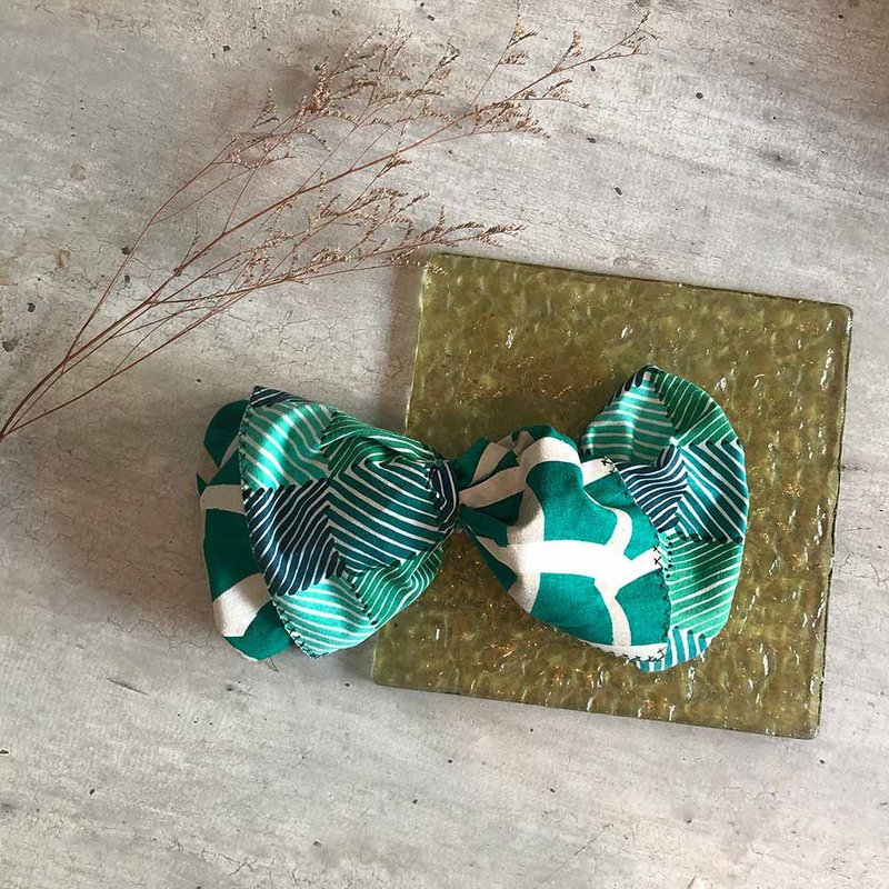 北欧纹巨蝶发带 - 发带/发箍 - 棉．麻 绿色