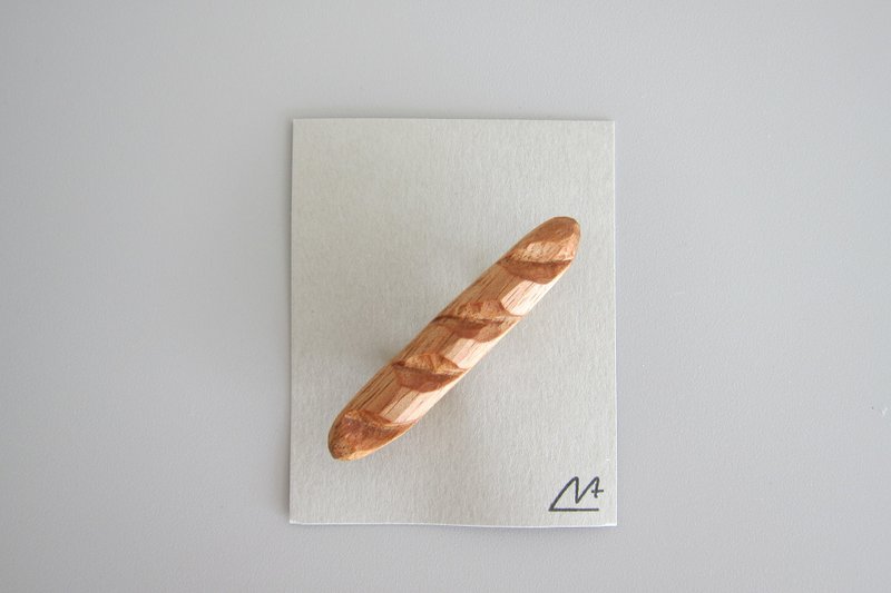 Bread brooch, baguette - 胸针 - 木头 咖啡色