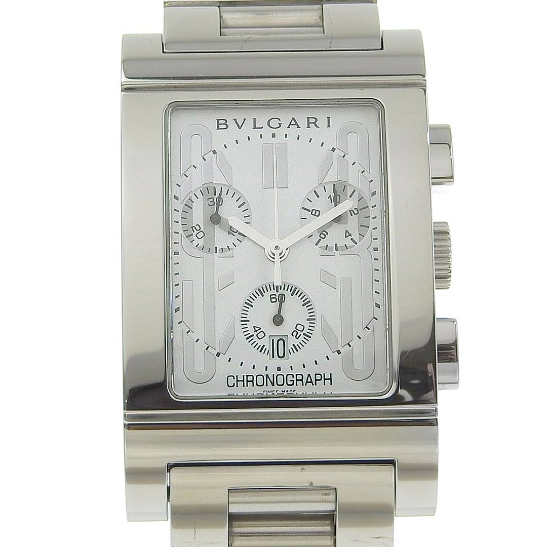 【日本直送】宝格丽 BVLGARI Rettangolo 手表 RTC49S 不锈钢 石英 计时码表 白色表盘 男士【二手】 - 女表 - 不锈钢 白色