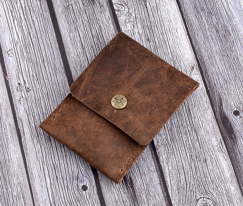 U6.JP6手工皮件-纯手工制进口牛皮-简易钱包/万用钱包/卡片名片包 - 零钱包 - 真皮 咖啡色