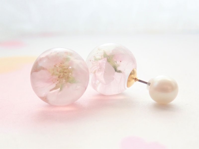 Keio Sakura Pearl Catch Single Earrings - 耳环/耳夹 - 植物．花 粉红色