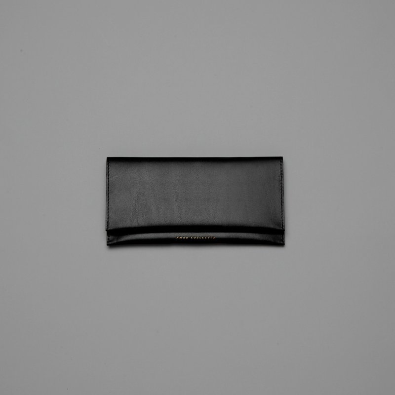 植鞣革长夹 黑色/无零钱包内衬 - 皮夹/钱包 - 真皮 黑色