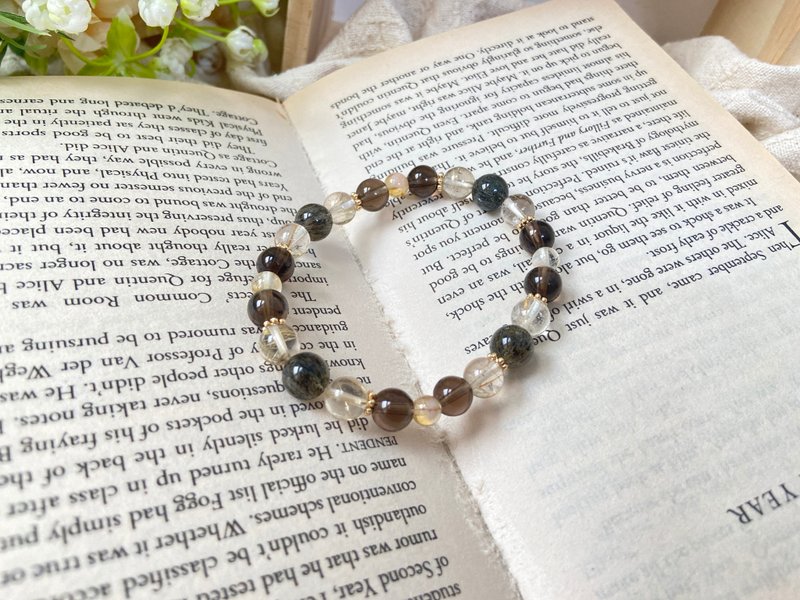 绿碧发、铜发晶、黄水晶、茶晶水晶手链 - 手链/手环 - 水晶 咖啡色