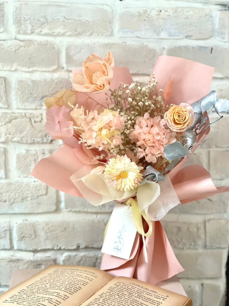 蜜桃粉  扩香永生花束 - 干燥花/捧花 - 植物．花 粉红色