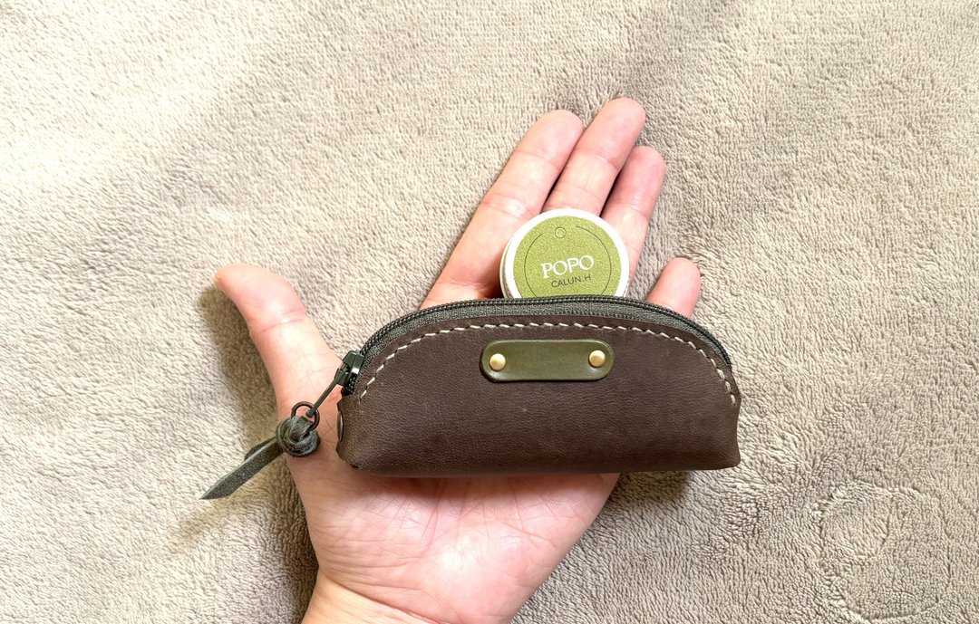 POPO│掌心│复古皮革.长条立体收纳包 leather - 印章/印台 - 真皮 咖啡色