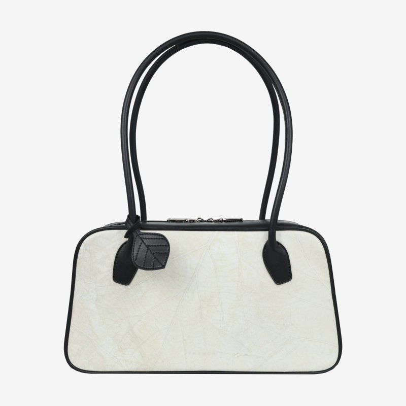 侧肩包 象牙白/黑 (Boston) - 象牙白 - 手提包/手提袋 - 植物．花 白色