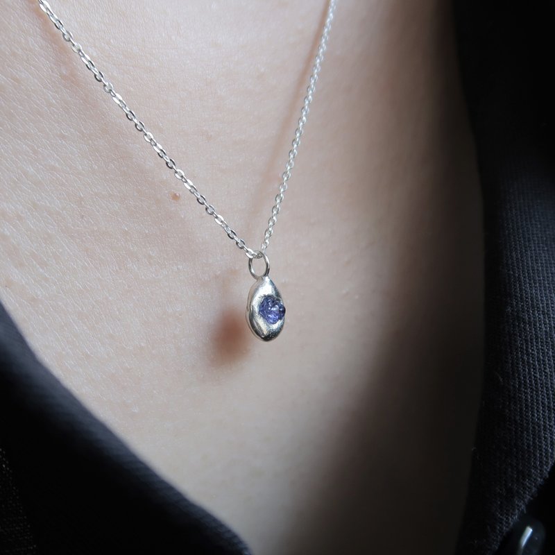 【现货】 925纯银 原焠 十字链 彩色蓝宝石 尖晶石项链 免费包装 - 项链 - 纯银 蓝色