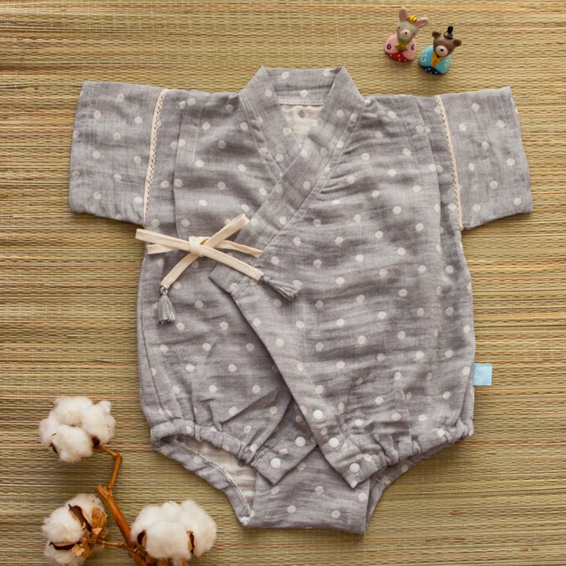 职人手作 煤球精灵黑棉花糖有机棉二重纱甚平 和服 包屁衣 - 其他 - 棉．麻 黑色