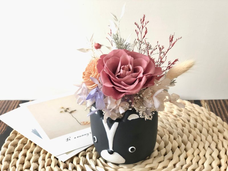 【竒花】森林小熊不凋花干燥花盆栽 生日礼物 情人节 母亲节 - 画框/相框 - 植物．花 