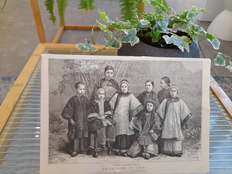 英国旧杂志 The Graphic 木刻版画 - 中国小孩 1887 - 海报/装饰画/版画 - 纸 白色