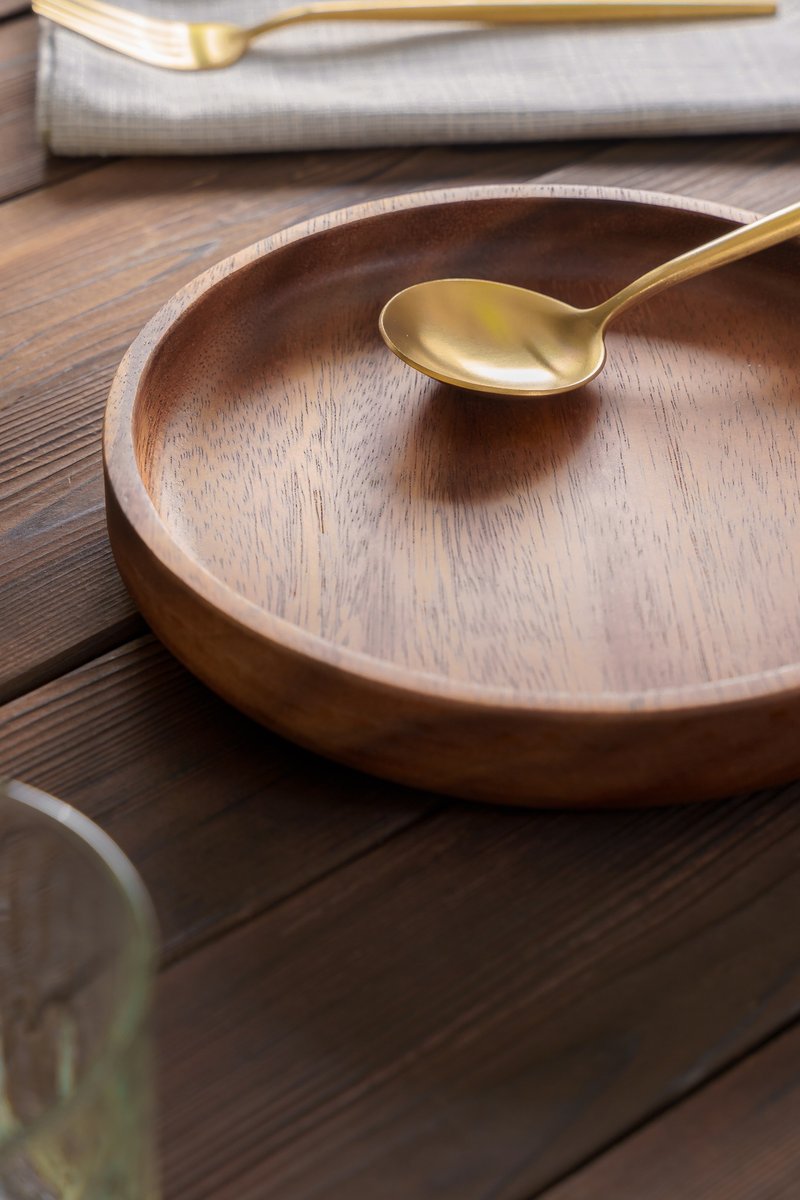 Islandoffer岛屿制作 胡桃木深托盘20*3 小型茶点零食日式盘碟 - 盘子/餐盘/盘架 - 木头 金色