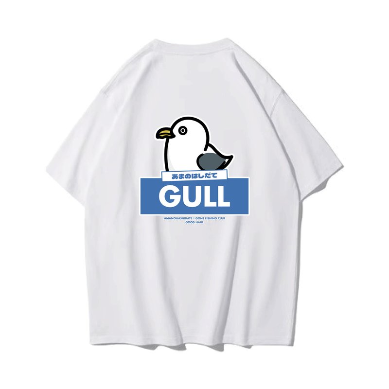AMANOHASHIDATE SEA GULL 天桥立海鸥 中性短袖T恤 8色男女同款 - 男装上衣/T 恤 - 棉．麻 白色