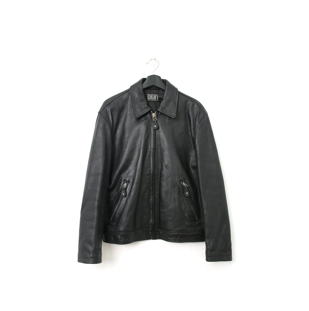Back to Green- 皮衣外套 DKNY vintage Leather Jacket - 男装外套 - 真皮 