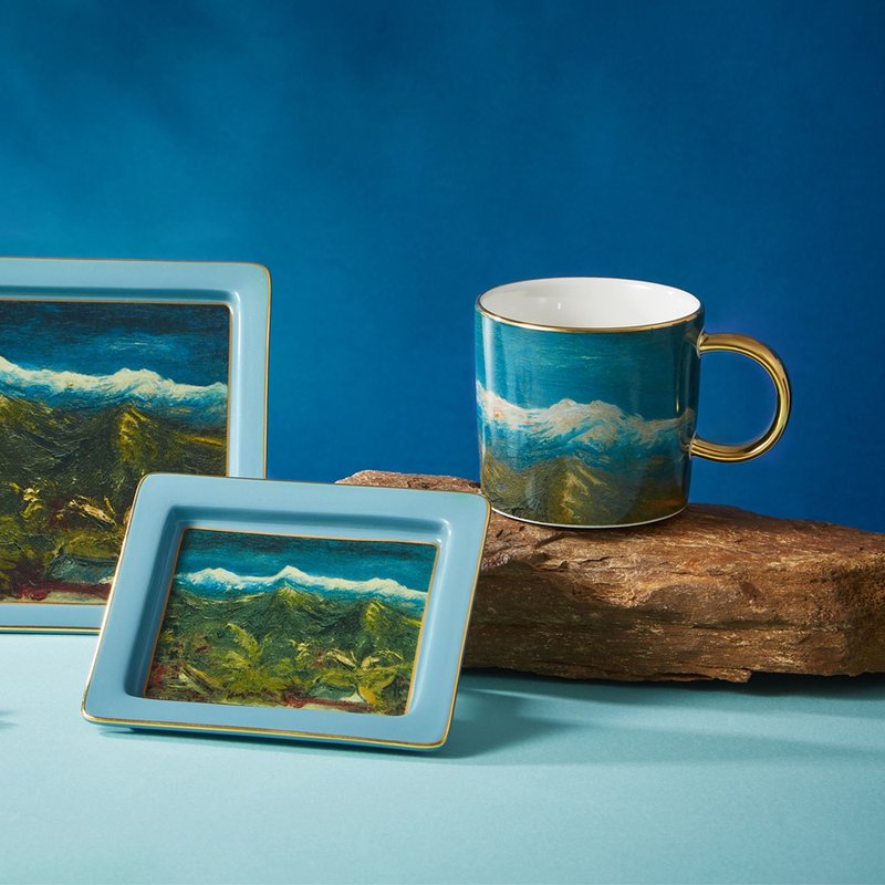 陈澄波玉山-瞻望杯盘组/台湾艺术家 - 其他杯子 - 瓷 蓝色