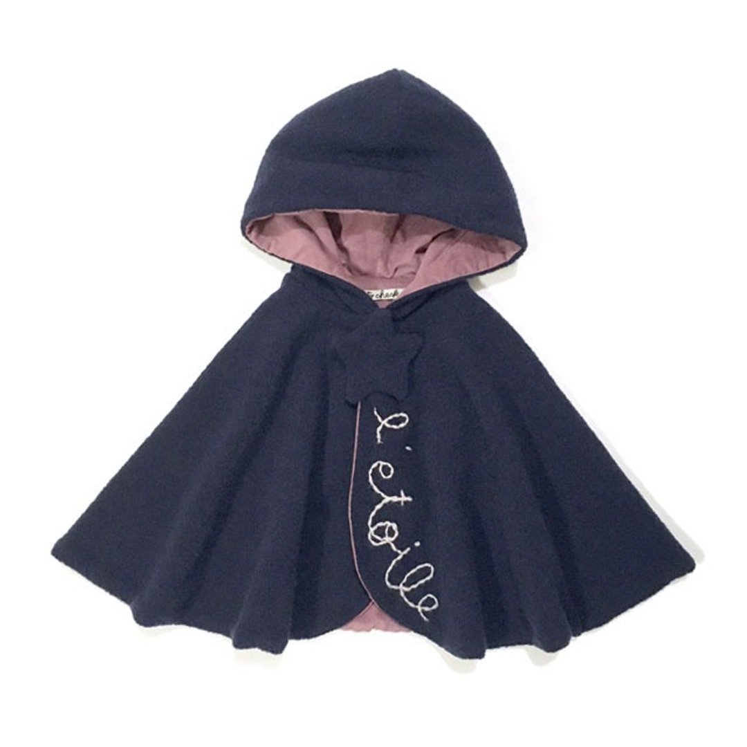 Star motif baby cape　navy X pink - 其他 - 棉 蓝色