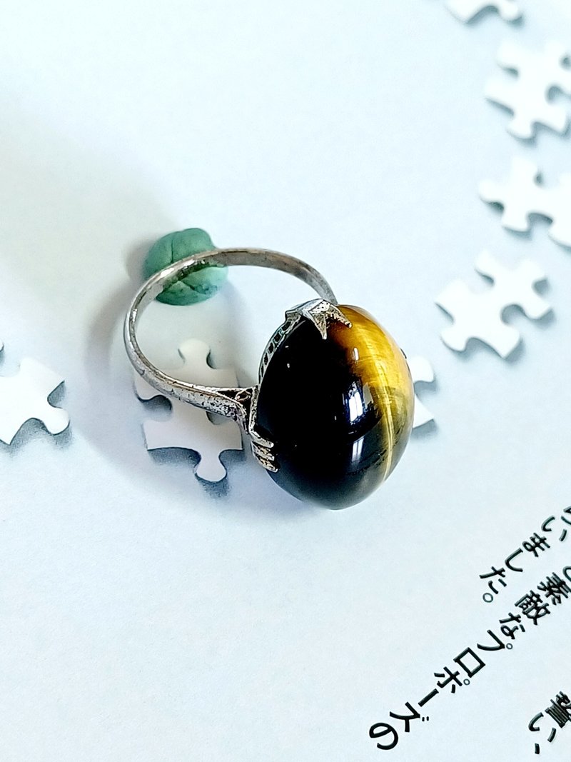 vintage jewelry 老件单镶虎眼石 戒指 - 戒指 - 其他金属 
