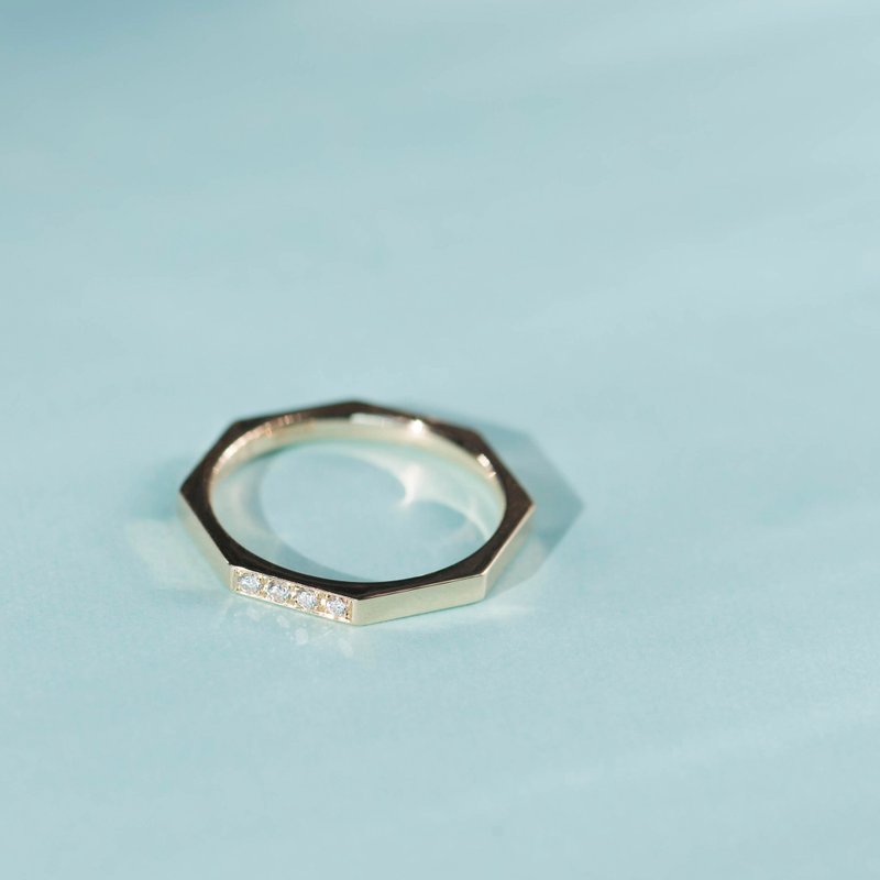 K14YG x 钻石 0.04 克拉 / 幸福八 - 戒指 - 宝石 金色