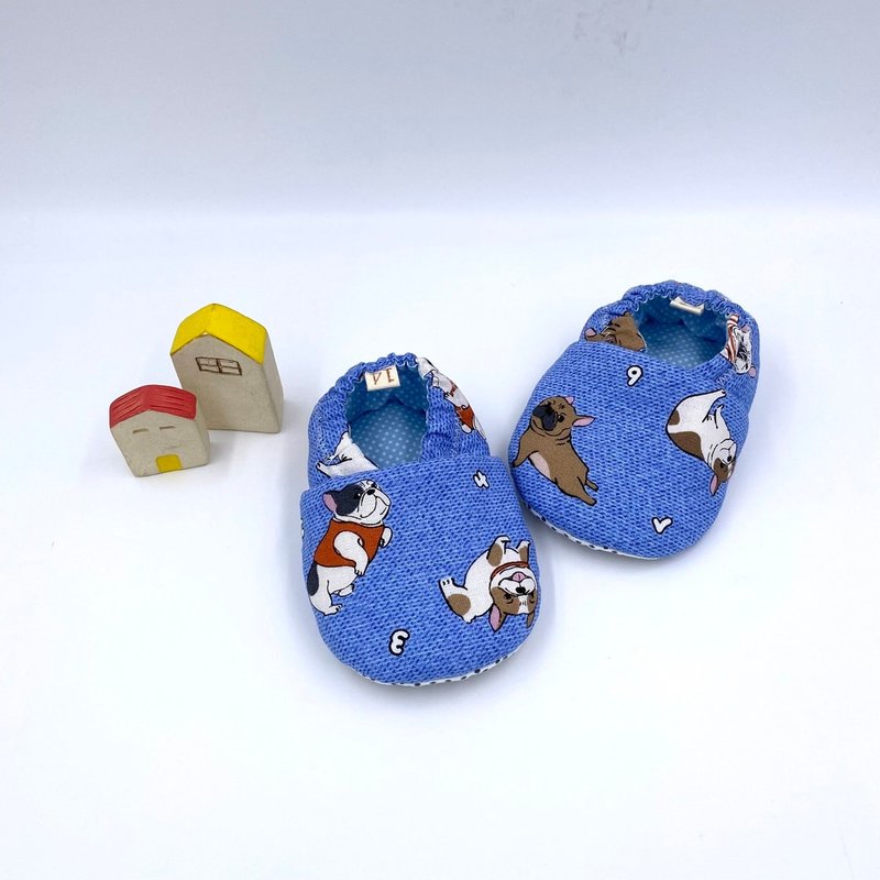 数字法斗犬-初步鞋/成长鞋/漫步鞋 - 婴儿鞋 - 棉．麻 蓝色
