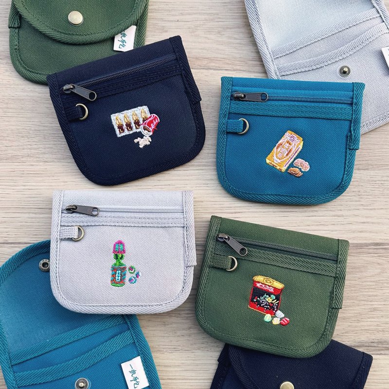 台湾老派菓子-帆布口袋零钱包两入 - 皮夹/钱包 - 棉．麻 多色