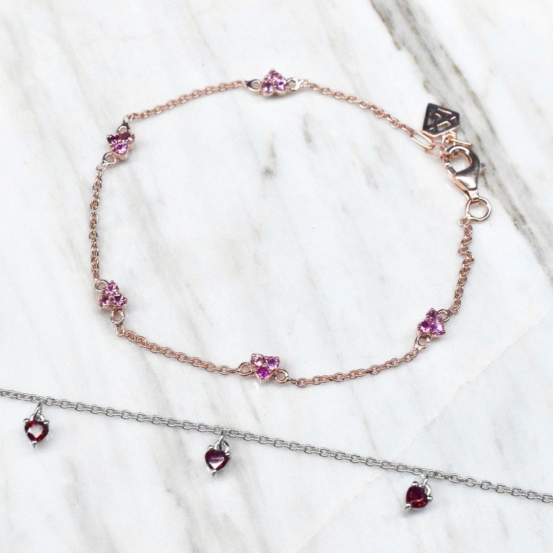 heart gemstone bracelet #minimsignature #minimminiheart B090 - 手链/手环 - 纯银 