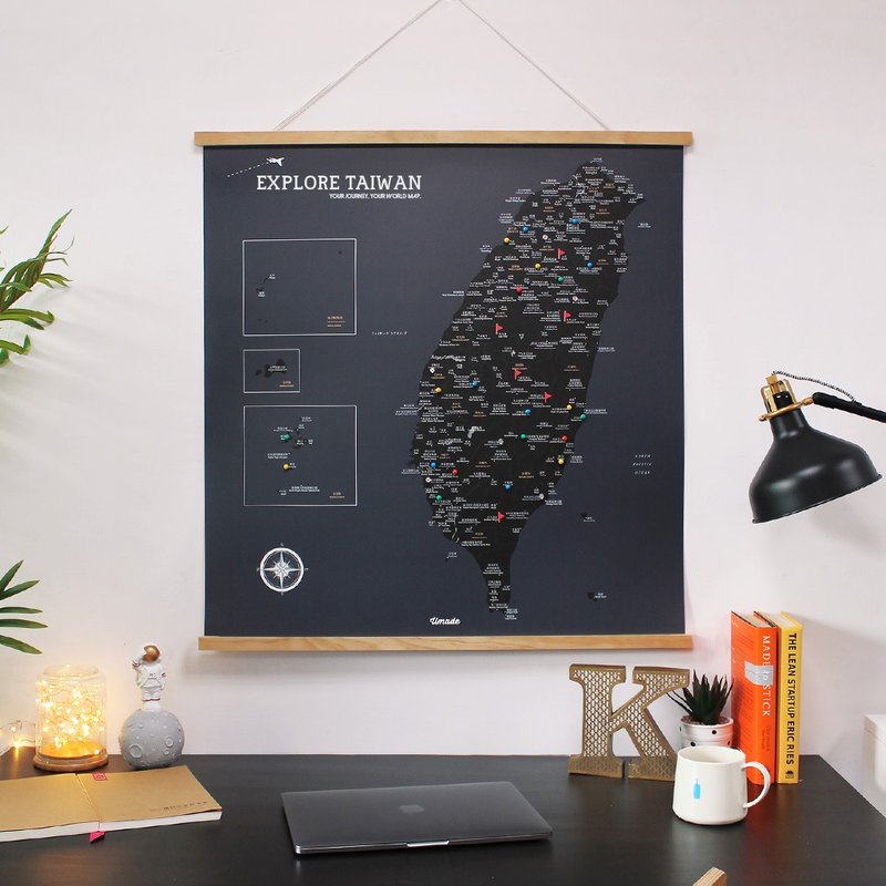 台湾地图-专属订制台湾木框海报-夜幕黑(定制化礼物) 圣诞礼物 - 海报/装饰画/版画 - 纸 黑色