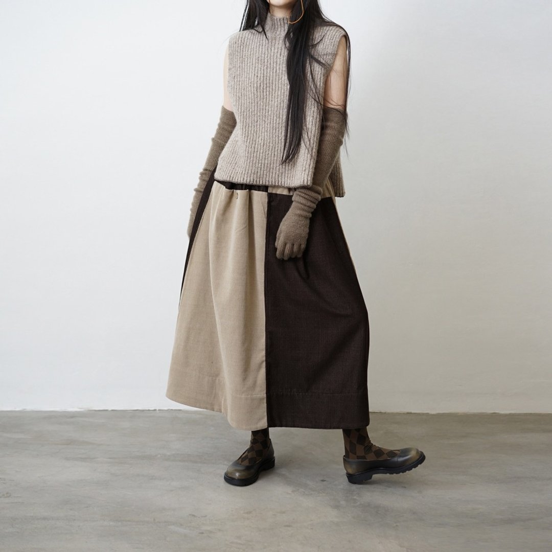 100% Wool Corduroy Skirt - 裙子 - 羊毛 咖啡色