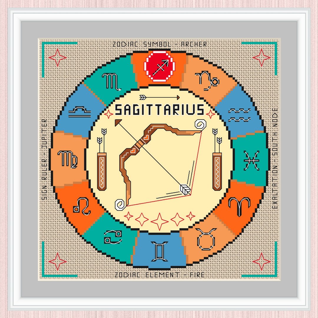 Sagittarius Cross Stitch Pattern | Archer | Sagittarius Zodiac Sign | - 手工艺教程/工具书 - 其他材质 