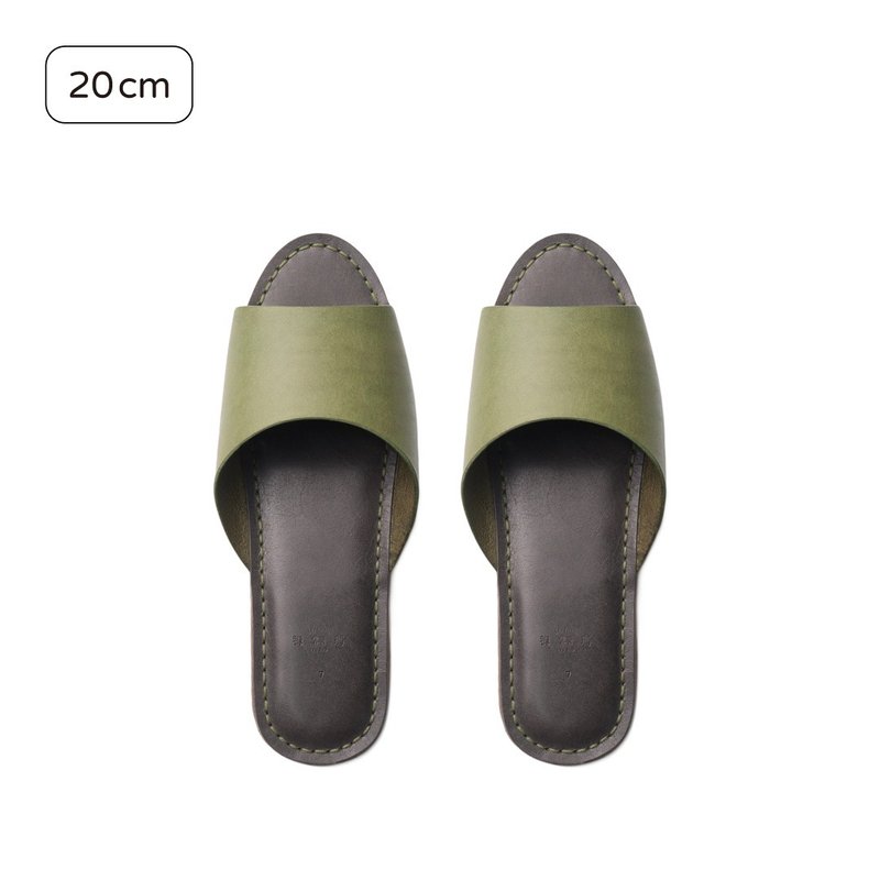 DIY材料包 20cm 简约真皮居家室内拖鞋 / M1-049 - 皮件 - 真皮 绿色