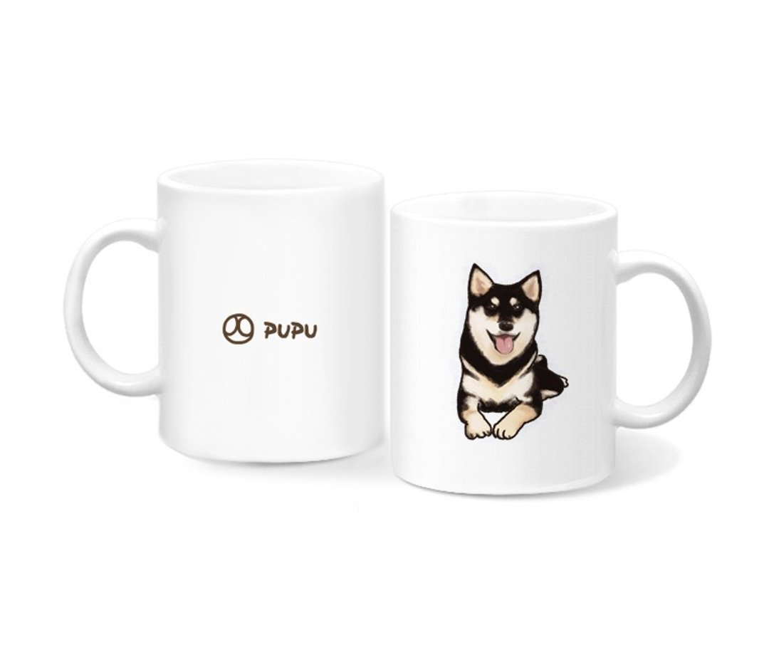 黑色柴犬-趴姿-原创插画-马克杯-礼品定制-苍蝇星球-手创市集 - 咖啡杯/马克杯 - 瓷 