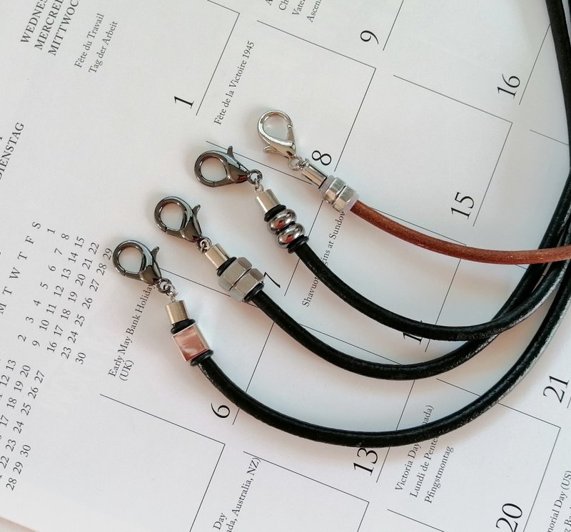 COMBO SET B (x4) 口罩挂绳  mask strap in leather in set B - 挂绳/吊绳 - 真皮 黑色