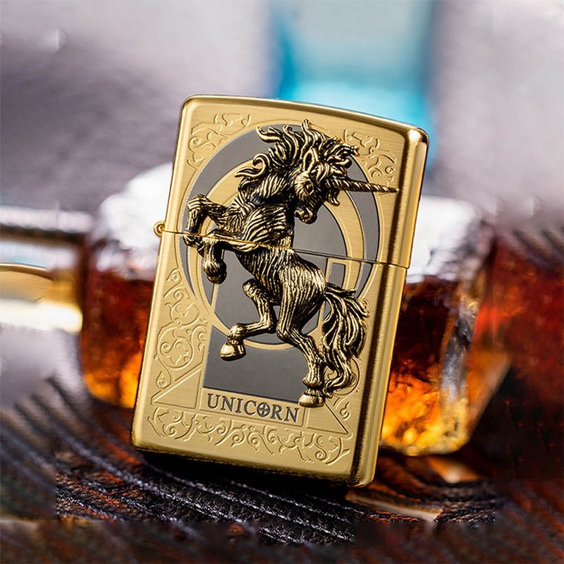 【ZIPPO官方旗舰店】 尊爵独角兽(金色)防风打火机 ZA-1-32A - 其他 - 其他材质 金色