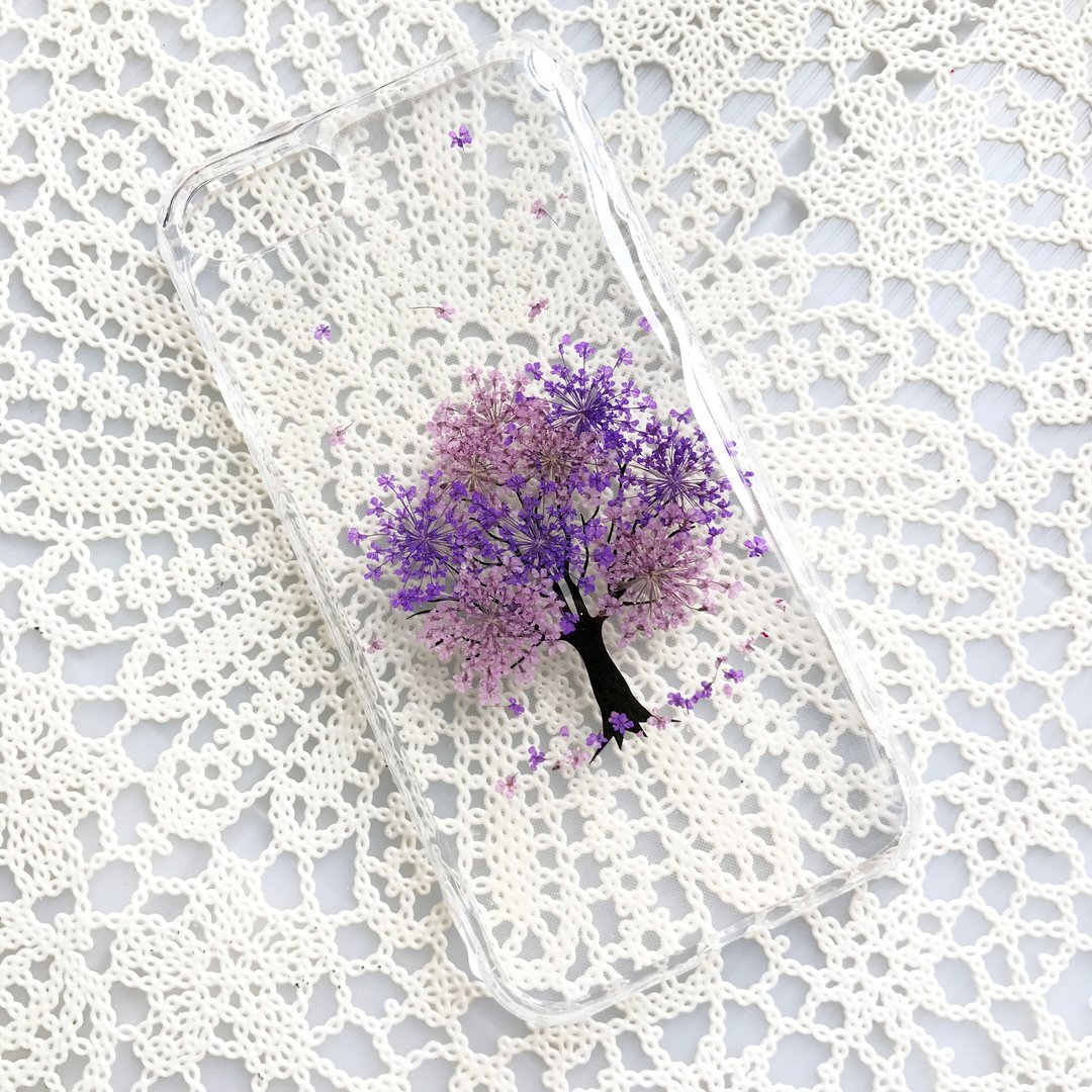 iPhone 7 手机壳 Handmade Pressed Flowers Case 押花 干燥花 树 紫色压花 010 - 手机壳/手机套 - 植物．花 紫色