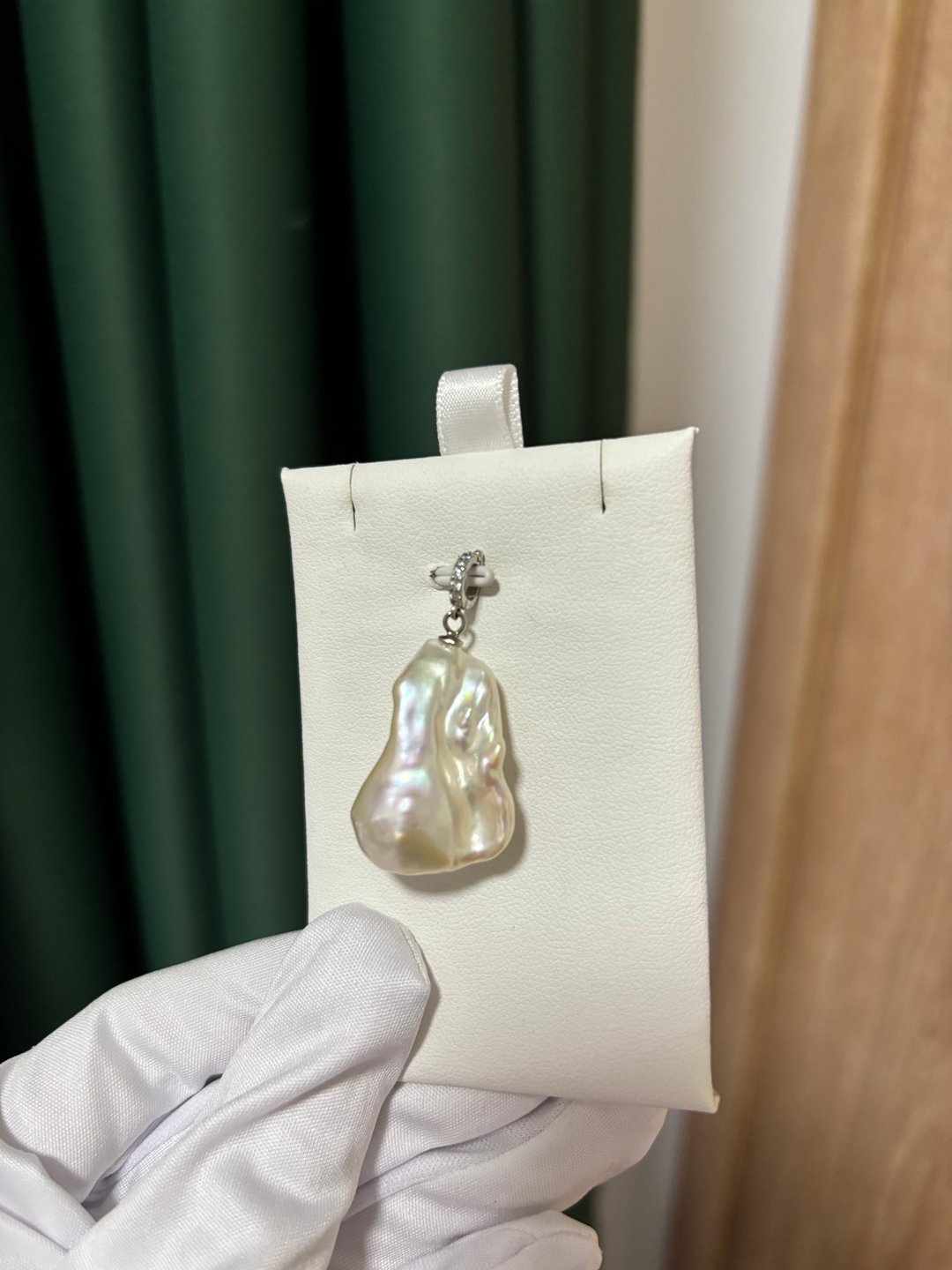 YuanPearl天然極光炫彩白巴洛克珍珠吊墜純銀吊墜孤品萬能扣可拆 - 吊饰 - 珍珠 白色