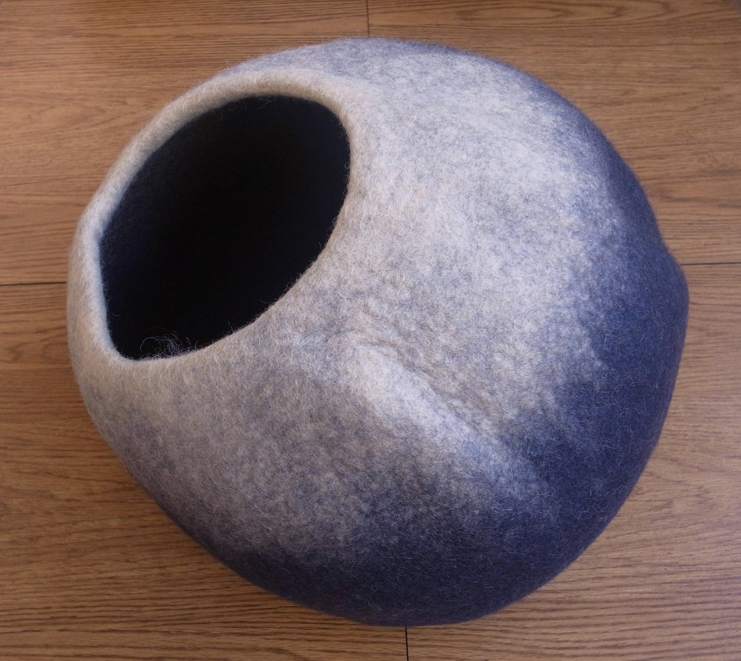 羊毛毡 躲猫猫睡窝 猫睡垫 猫床 猫窝 猫用品 猫玩具 蓝 - 床垫/笼子 - 羊毛 蓝色