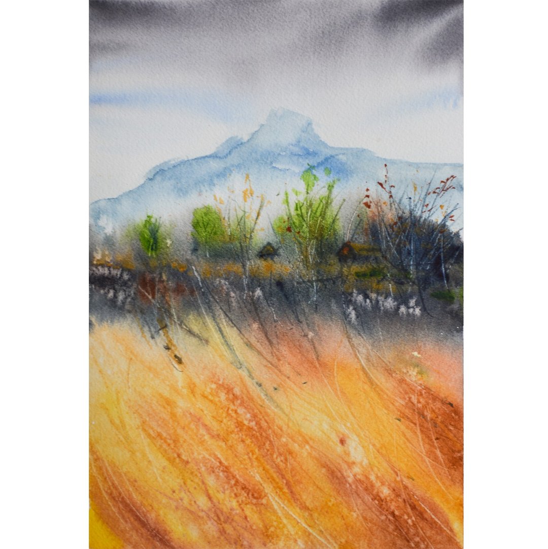 Original Watercolor Mountains Painting Landscape Abstract Mountain Scenery Art - 海报/装饰画/版画 - 纸 多色