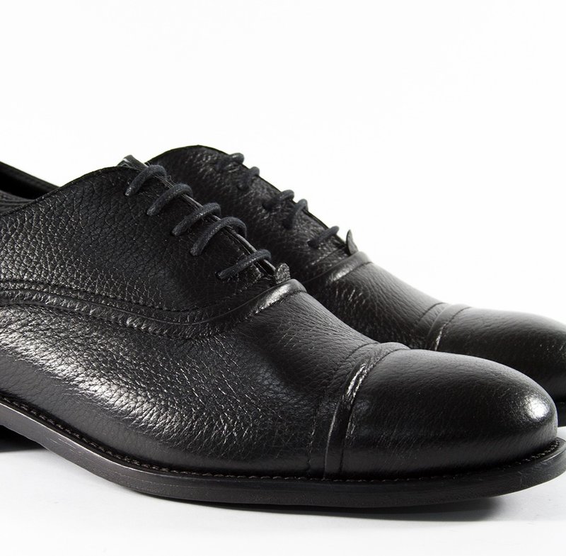 意大利真皮鹿皮牛津横纹鞋 - 男款牛津鞋/乐福鞋 - 真皮 黑色