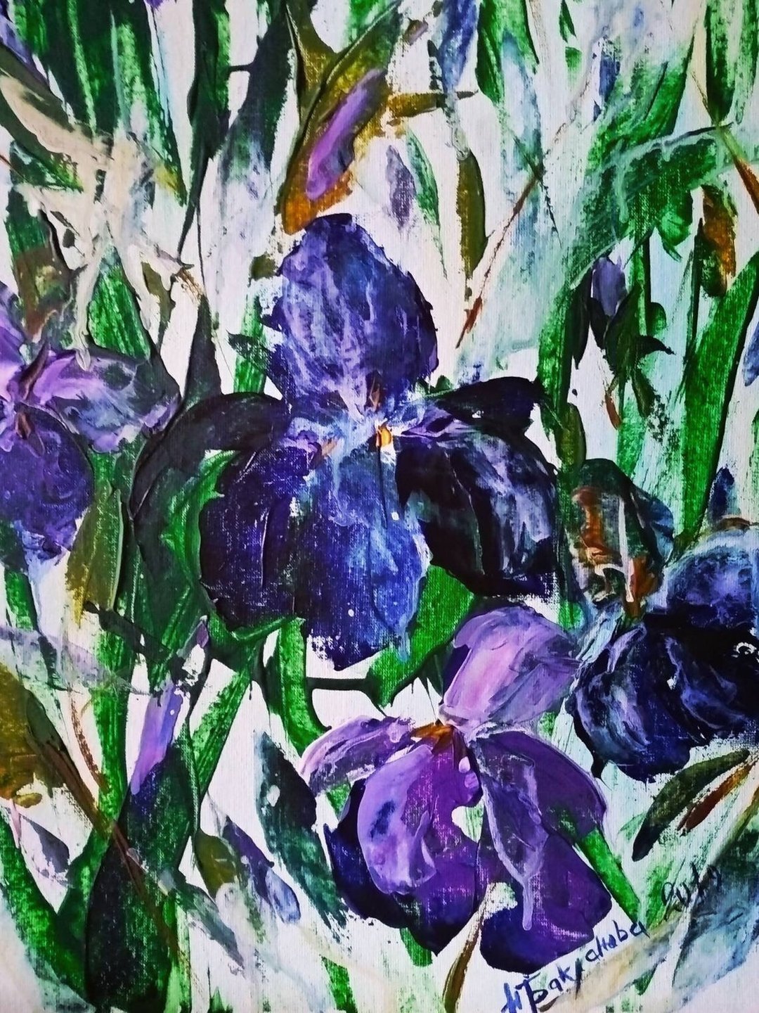 现代温柔原画紫蓝鸢尾草甸野花 - 墙贴/壁贴 - 其他材质 蓝色