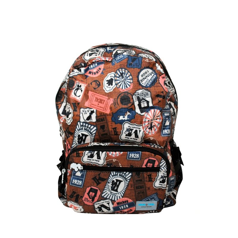 【HAPI+TAS】日本原厂授权 折叠后背包- 迪士尼米奇复古棕 - 后背包/双肩包 - 聚酯纤维 多色