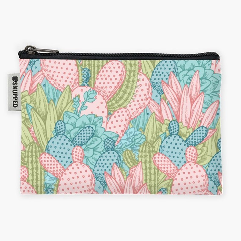 Snupped Zipper - 防水收纳包 - Pastel Cacti Obsession - 手拿包 - 防水材质 粉红色