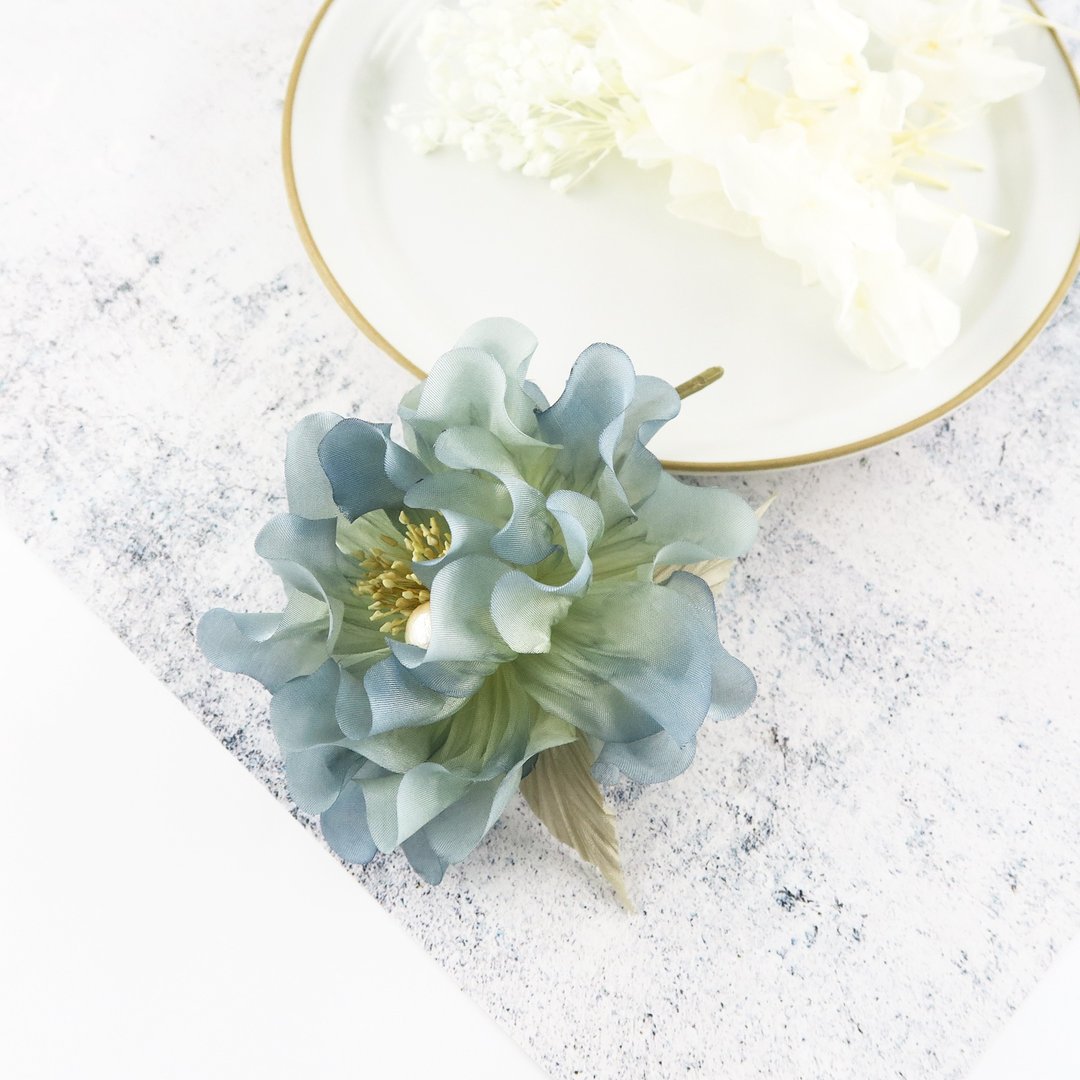 Corsage.| Corsage | Peony. | Blue. - 胸花/手腕花 - 丝．绢 蓝色