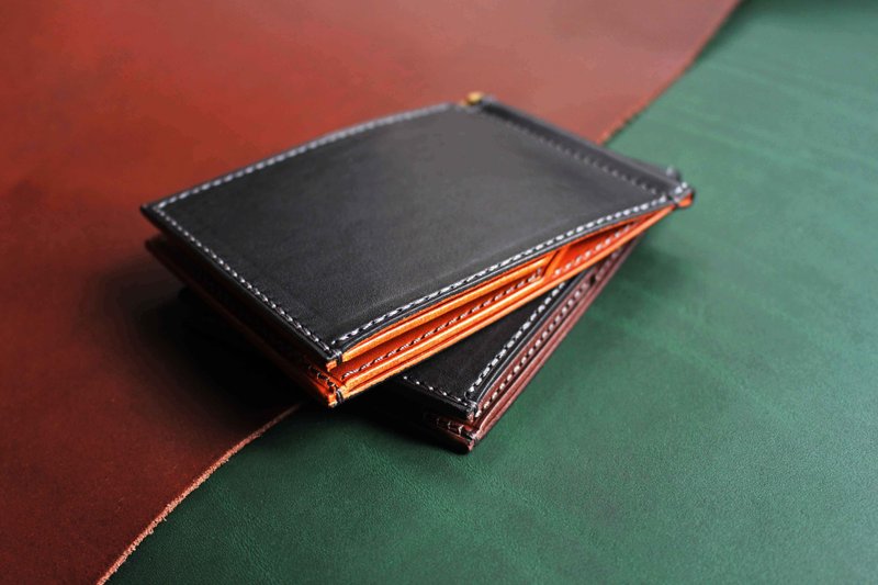 【VW01 钞票夹 短夹 Money Clip】意大利薄蜡植鞣牛皮 多色可选 - 皮夹/钱包 - 真皮 蓝色