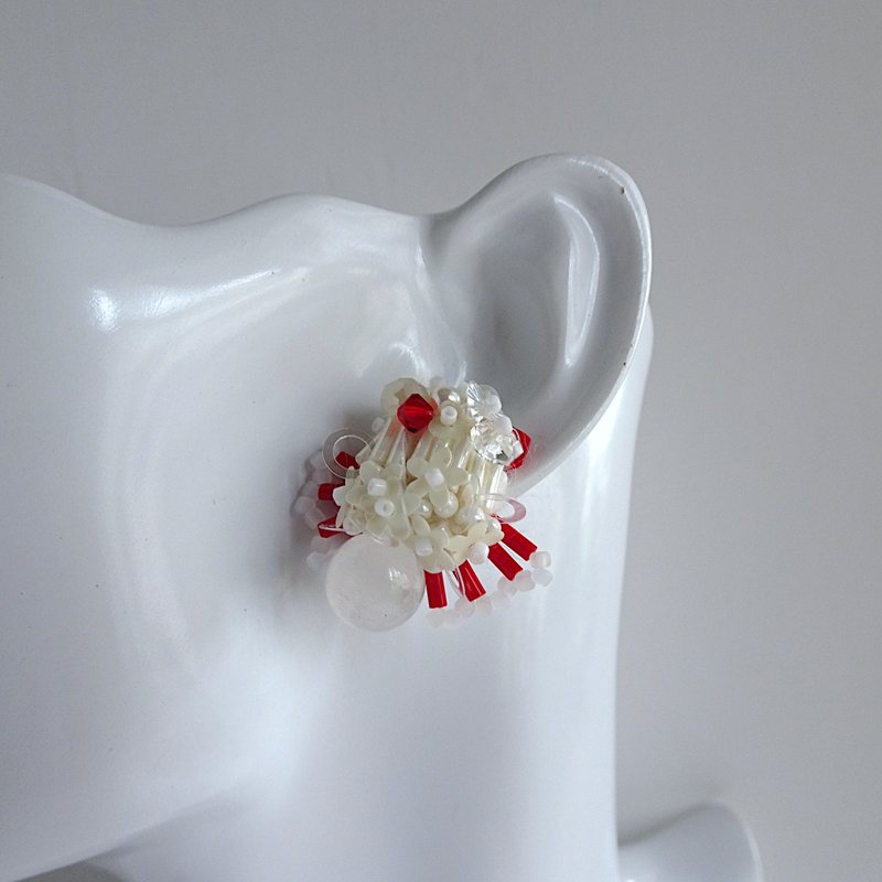 草莓圣代 // 耳环 - 耳环/耳夹 - 半宝石 红色