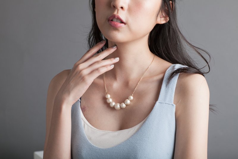 棉珍珠项链【Happiness棉珍珠设计款项链】 - 项链 - 其他金属 金色