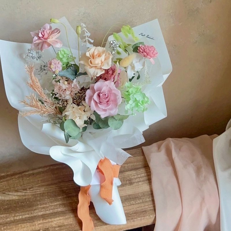 【遇见恒久】绿影花梦永生花花束 含盒 - 干燥花/捧花 - 植物．花 